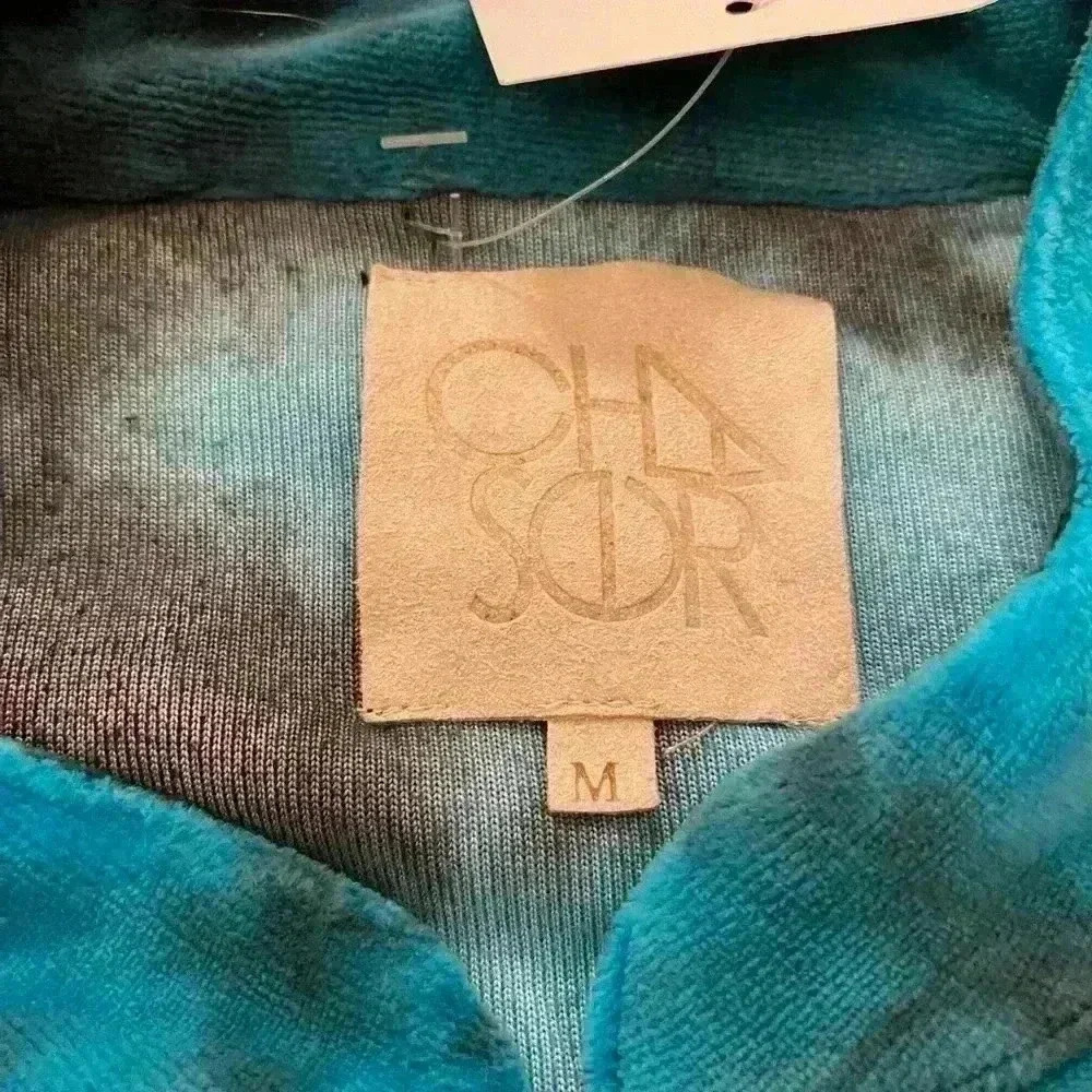 Chaser Women's Velour Track Jacket Full Zip Tie Dye Blue S-M NEW - Picture 5 of 12